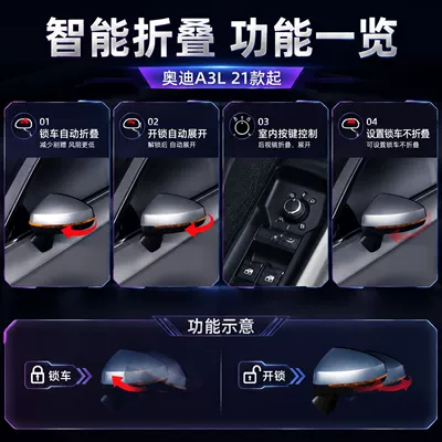 Rearview mirror/rearview mirror folding rearview mirror, lock/unlock function