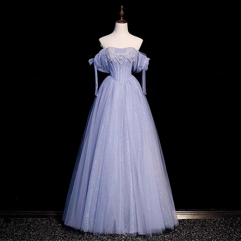 Vestido de noche azul 2026 nuevo sentido de alto nivel en fuga de vestido de princesa día de la adultez de los estudiantes ascenso a la escuela presidiendo el temperamento mágico