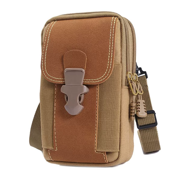 Cross-Border Men's Waist Bag, Vertical Mobile Phone Bag, Multi-Functional Belt-Wearable Bag, Cross-Body Bag, Detachable Shoulder Bag