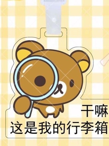 Colgar decoración fácil oso divertido adorable etiqueta de equipaje acrílico perimetral transparente de doble cara con el mismo tipo de equipaje anti-perdida