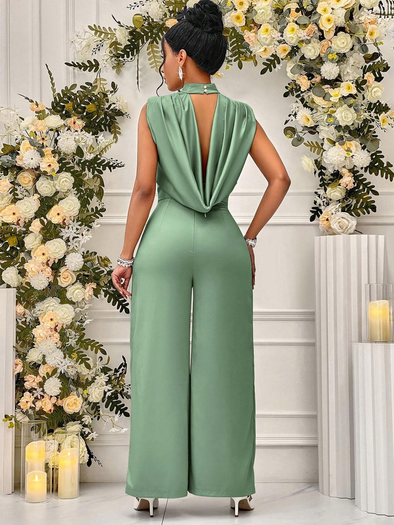 Nuevo estilo de moda cintura alta sin mangas temperamento elegante cintura pantalones de camiseta
