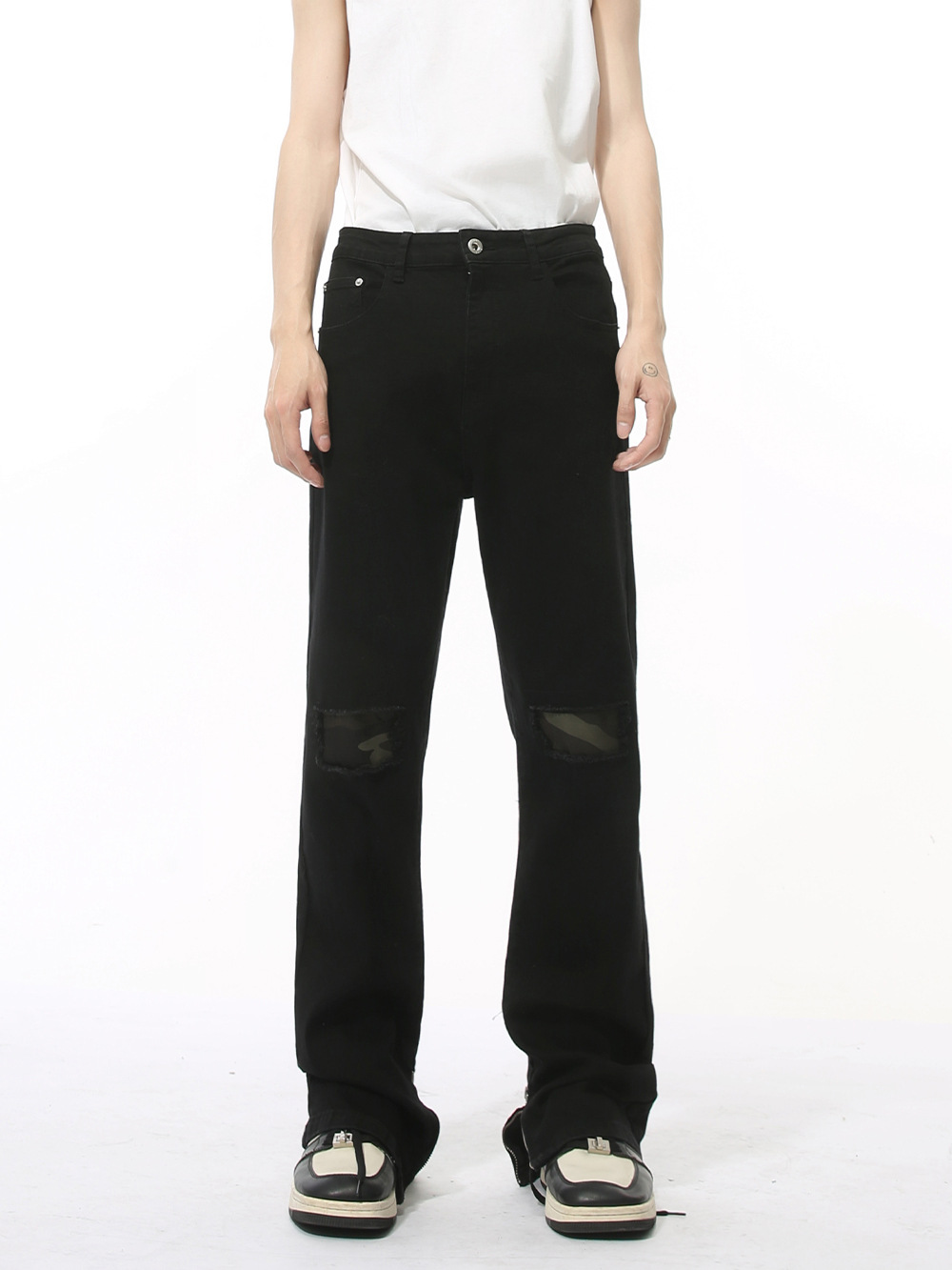 MTLCLOTHES Hombres| Nuevo invierno de edición estrecha de micropartículas delgadas camuflaje diseño de mosaico de jeans