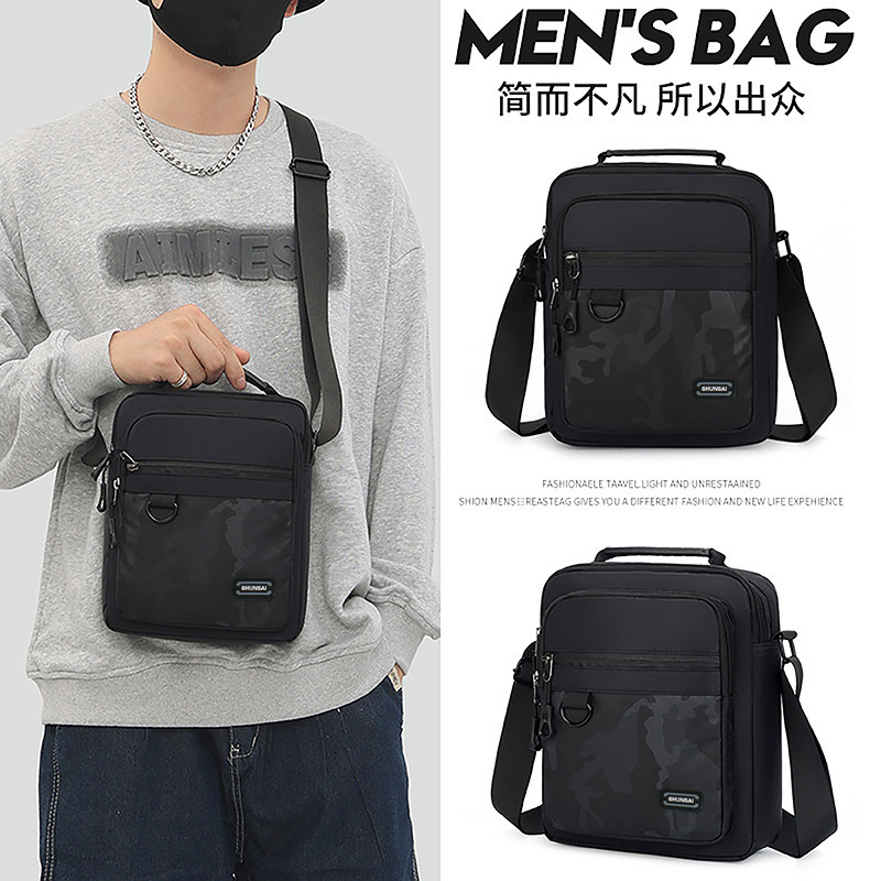 Cross-Border Multifunctional Crossbody Bag for Men, Simple Sports Outdoor Shoulder Bag, Trendy Men's Large-Capacity Handbag