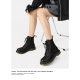 Super yuan Martin boots for women 2023 autumn and winter New British style flat motorcycle short boots for women fleece-lined thick retro leather boots