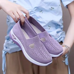 Plus Size Spring and Summer Old Beijing Cloth Shoes Women's Flats Breathable Mother's Shoes Soft Sole Non-Slip Middle-Aged and Elderly Shoes Comfortable Walking Shoes