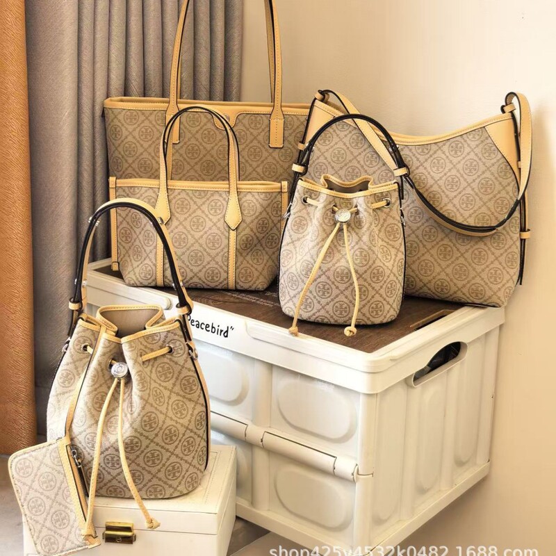 TB women's handbag wholesale 26 new linen yellow monogram bucket bag tote bag shoulder bag horn bag mini handbag