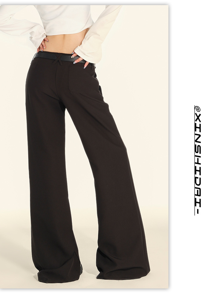 垂感宽松低腰喇叭西裤女2024秋季新款显瘦微喇休闲裤女(配腰带）详情12