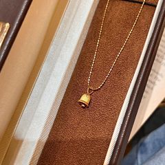 S925纯银拉丝小铃铛项链女中古风轻奢高级感小红书爆款锁骨链批发