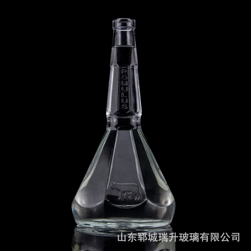 批发375ml晶白料伏特玻璃酒瓶木塞口密封果酒