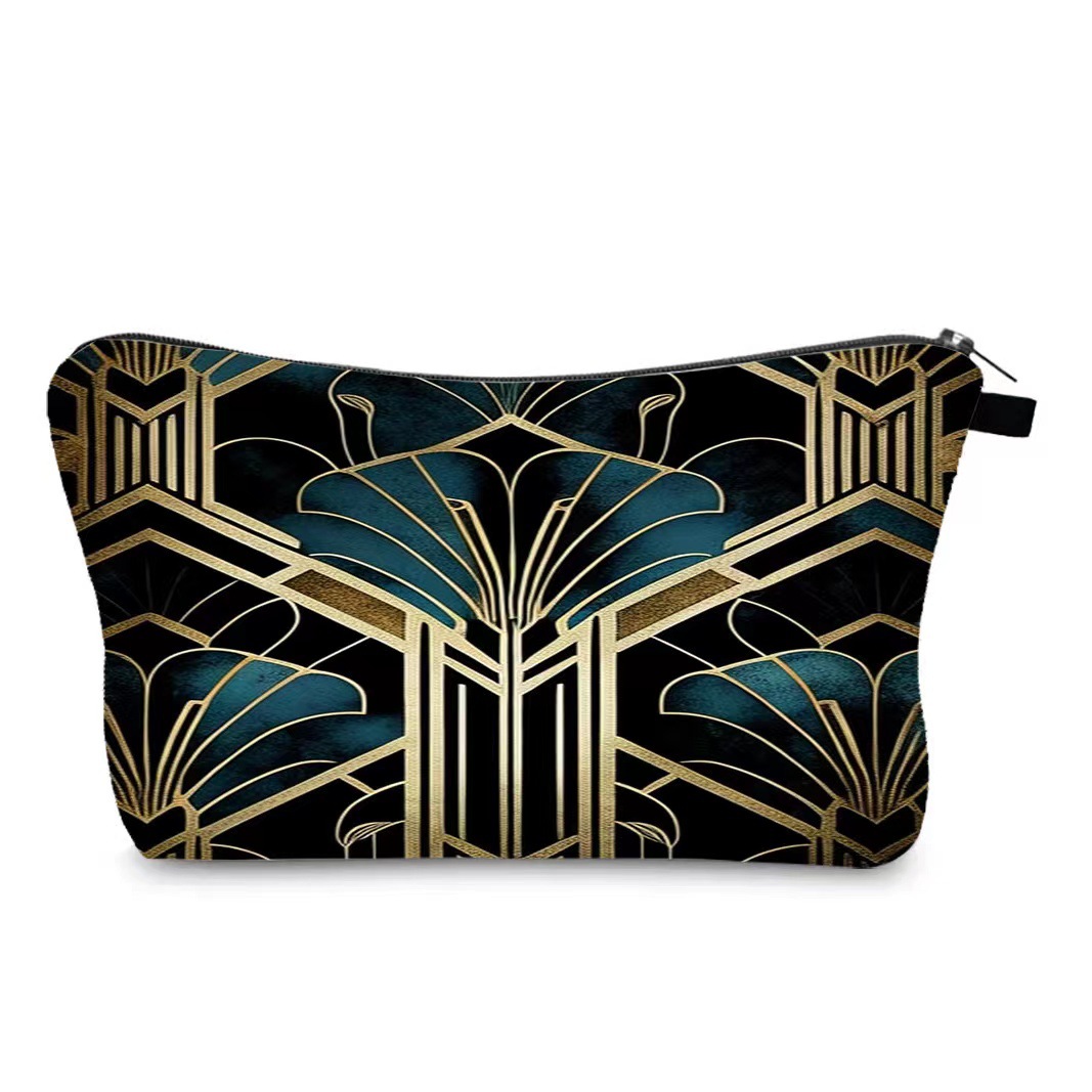 Transfronterizo Amazon nuevo maquillaje pintado bolsa de impresión de lino impermeable doble cara bolsa de almacenamiento