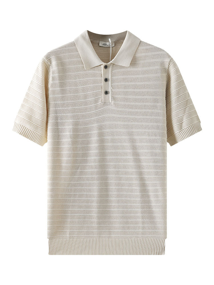 Europa y América transfronterizos hombre hielo de punto polo camisa de manga corta hombre de verano de negocios casual de alto nivel con solapas hombre