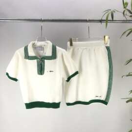 女装套装欧美秋冬新款 Ca撞色拼接针织毛衣短袖+裙子平替跨境欧货
