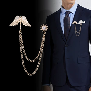 Men's Western-Style Angel Brooch with Alloy Chain Tassel and Jewelry Clasp
