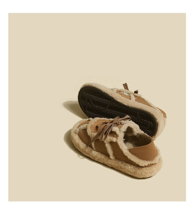 Casual Shoes For Women Plush Lining Warm Lace-up Winter Footwear_voghion.com