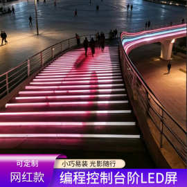 手机APP编程台阶LED屏视频广告户外踏步屏嵌入式地砖屏脚下光影屏