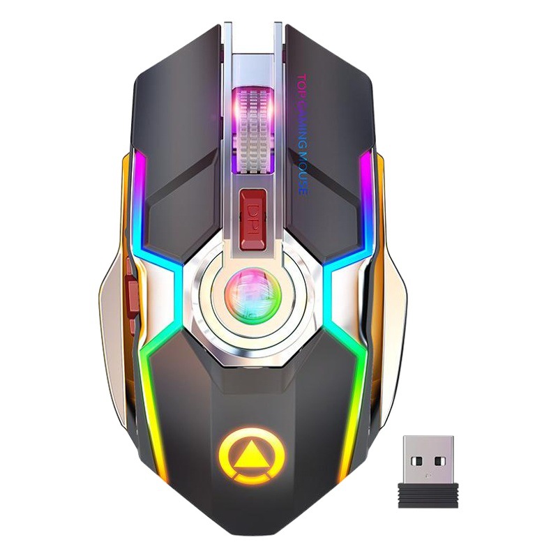 Talla de plata A5 ratón inalámbrico Juego de carga RGB luminoso mudo Accesorios de ordenador transfronterizo Amazon venta al por mayor modelo privado