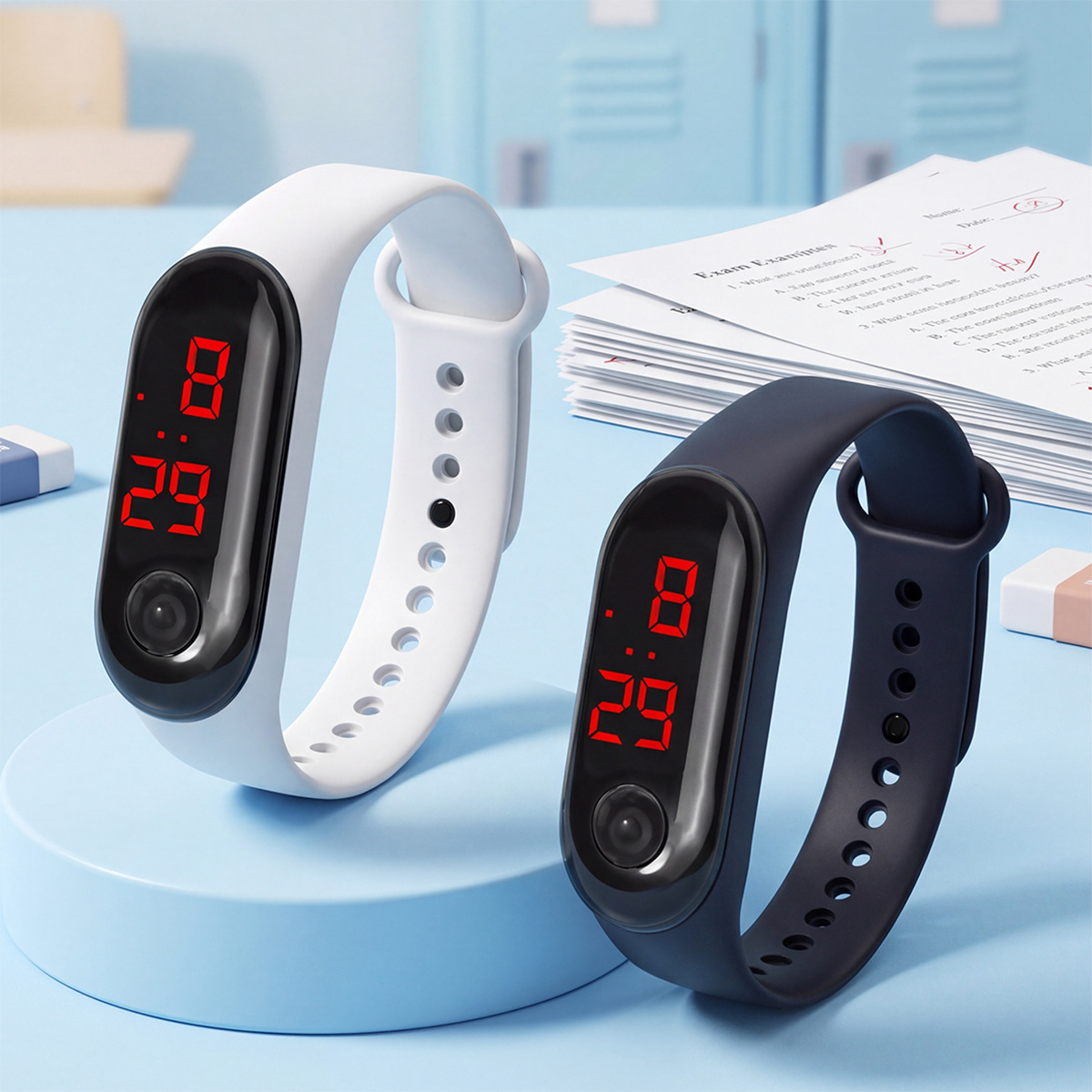 Spot New Red Light Button Type Led Bracelet Watch for Men and Women Primary and Secondary School Students Sports Export Wholesale Gift Watch