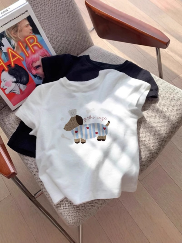 ネットセレブ人気の純綿半袖Tシャツレディース2025夏新作右肩ラウンドネックスリムフィットベーシックトップ|undefined