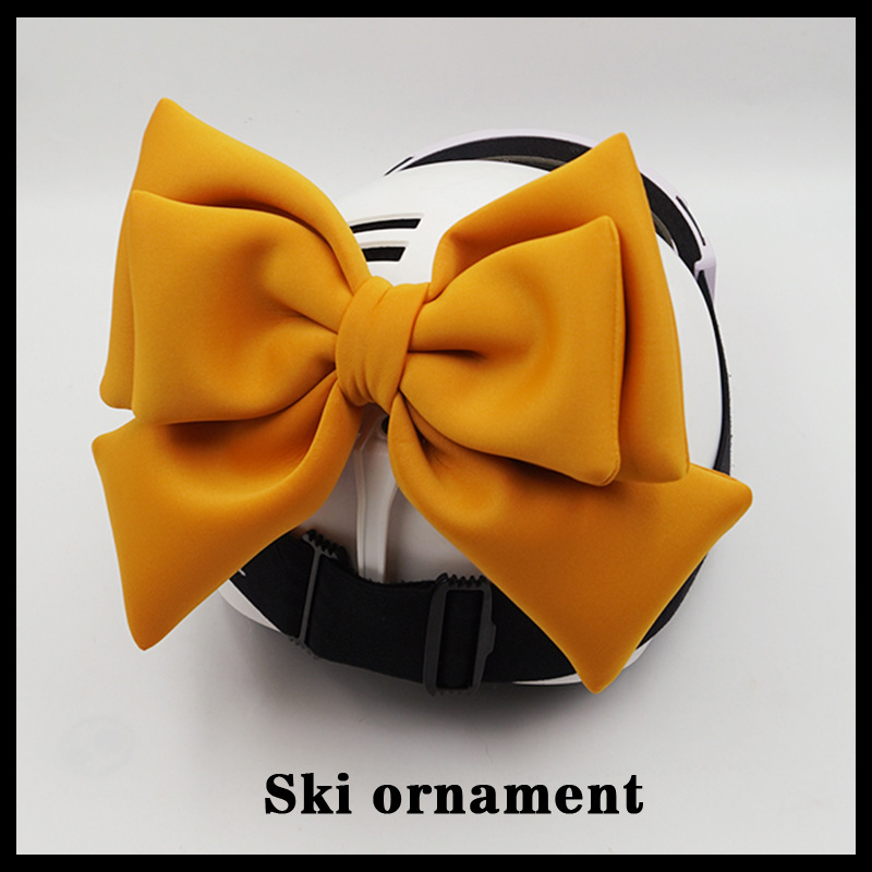 Double Layer Bowknot Khaki Dark Brown Helmet Decoration Skiing Motorcycle Universal