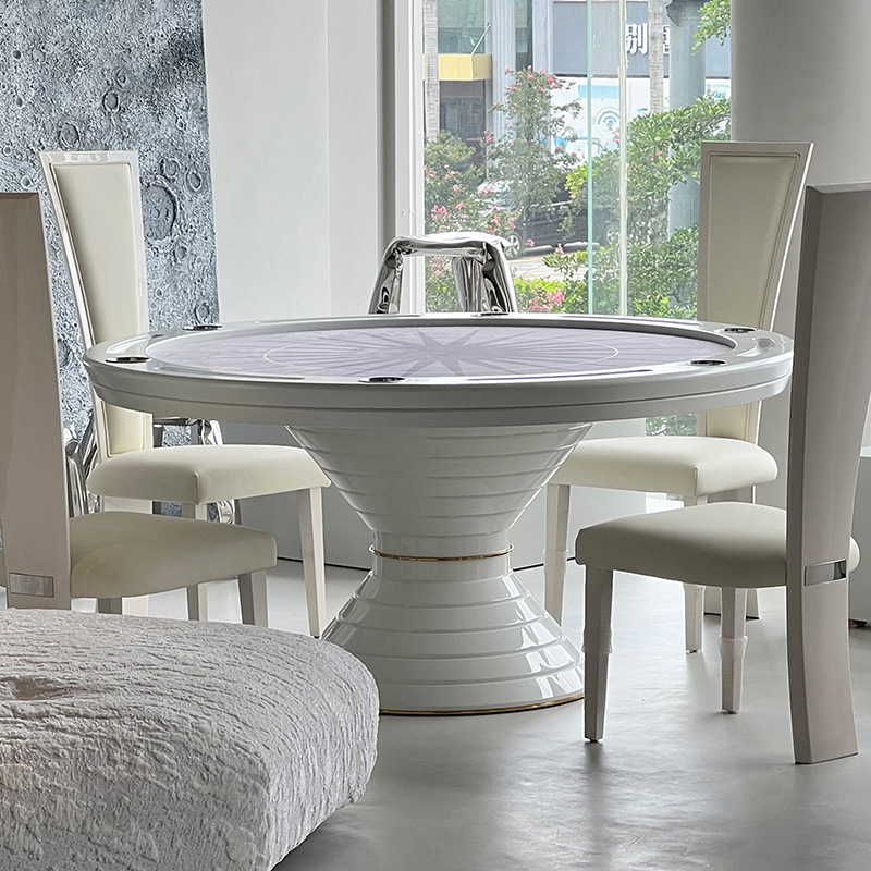 Tablas de póquer de Texas de estilo italiano, mesas competitivas para varias personas para el hogar, muebles de entretenimiento para villas de alta gama, mesas redondas de ajedrez y fichas