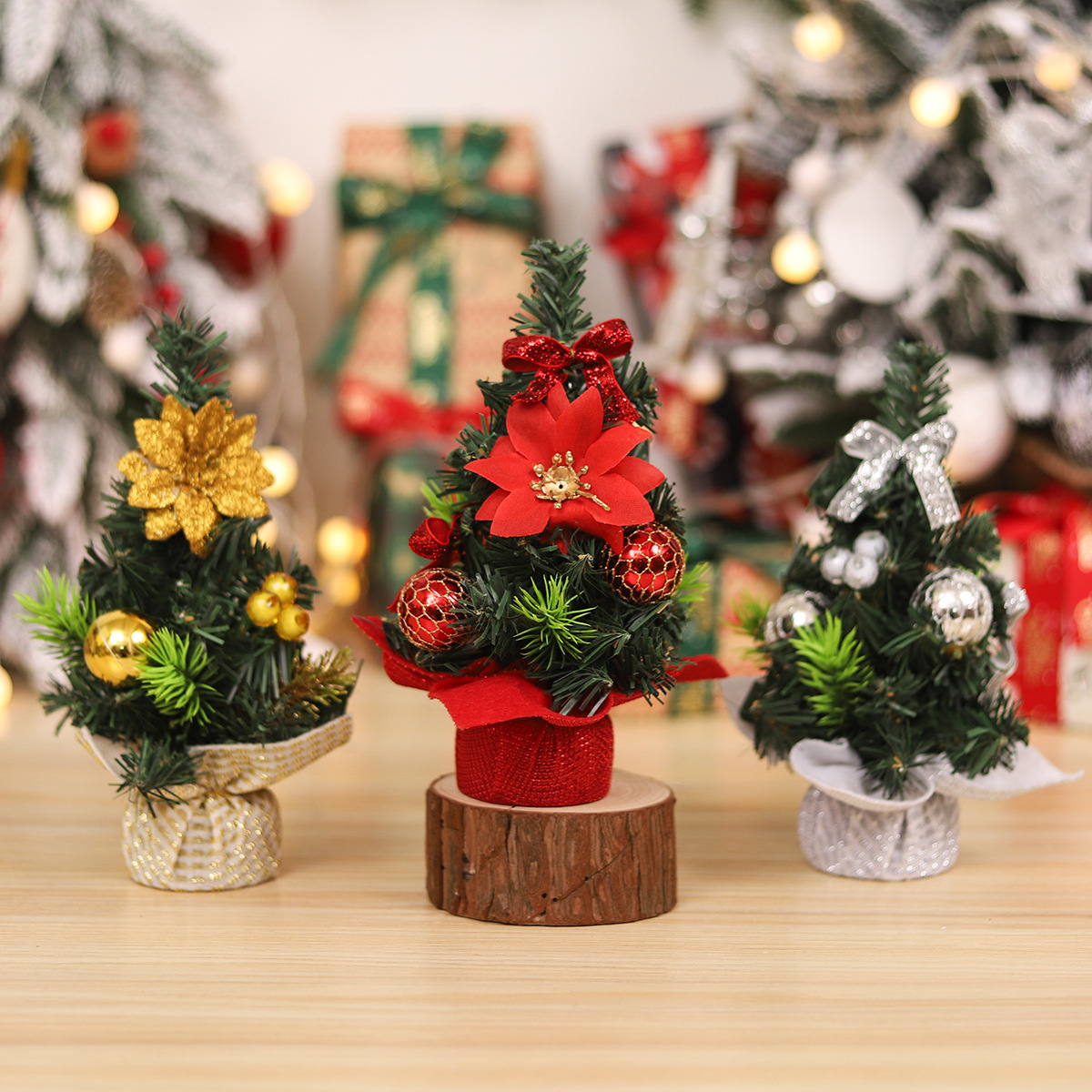 Mingguan Cross-border New Christmas Desktop Ornament Mini Christmas Tree Creative Desktop Ornament Window Decoration Gift