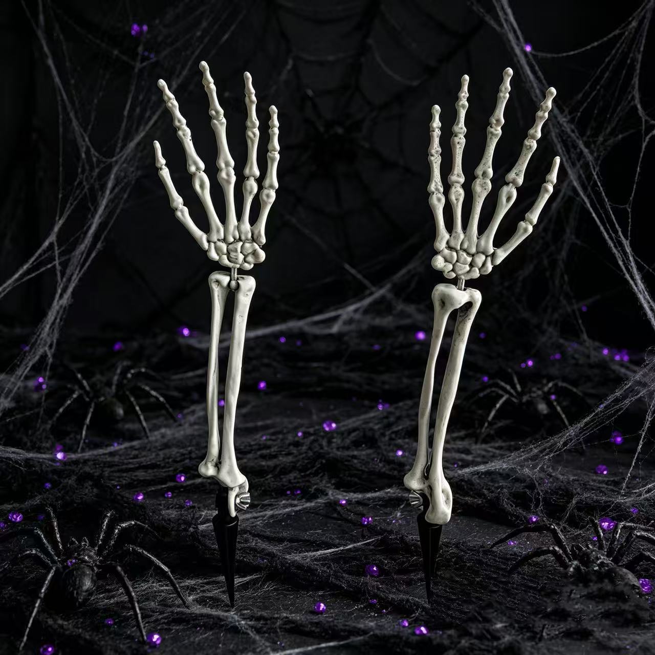 Halloween esqueleto brazo inserción decoración esqueleto simulación mano jardín césped inserción props diseño de fiesta de terror