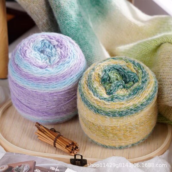 Rainbow woolen woven scarf handmade