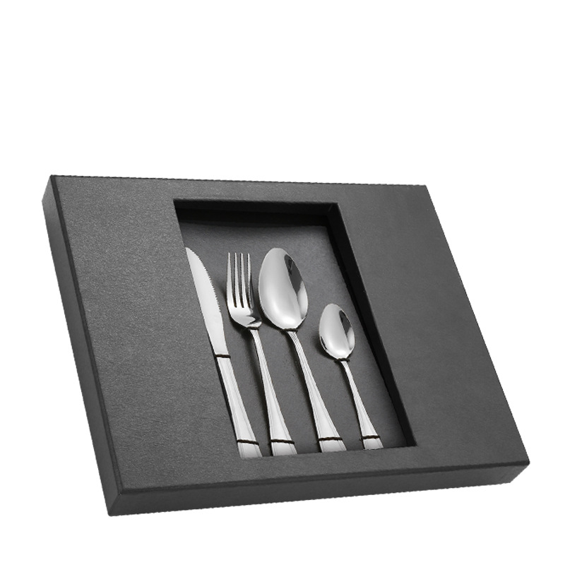 Cuchillo y tenedor de acero inoxidable cuchillo y cuchara de venta transfronteriza conjuntos de 24 piezas conjuntos de doble línea de suministros de hotel caja de regalo conjuntos de cubiertos