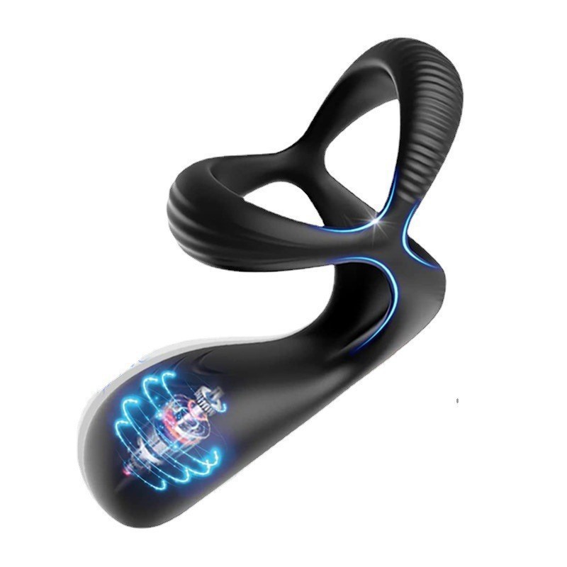 Men's Silicone Vibrating Three Ring Lock Ring Prostate Massager, Adult Adult Sex Toy_voghion.com