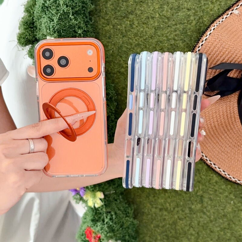Suitable for Apple 18 Mobile Phone Case with Rotating Stand Iphone17Promax Transparent Anti-Fall Protective Case with Magnetic Attraction Suitable for Apple 18 Mobile Phone Case with Rotating Stand Iphone17Promax Transparent Anti-Fall Protective Case with Magnetic Attraction
