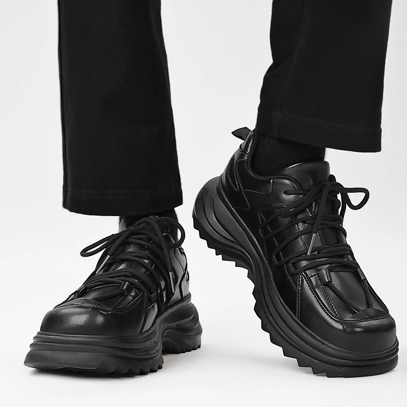 High low shoes platform for leisure for leather shoes, sports footwear, autumn