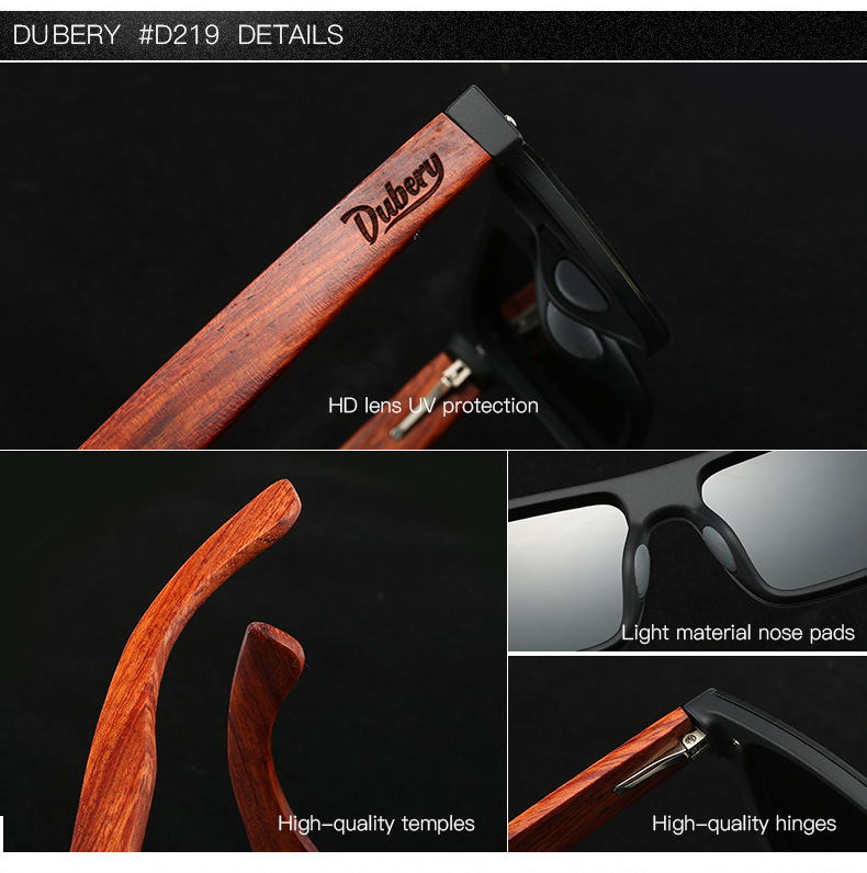 DUBERY219 New European and American Sports Wood Polarized Sunglasses Box Outdoor Sunglasses