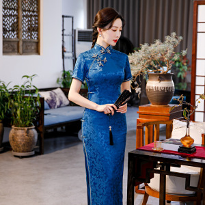 Chinese dress traditional china oriental qipao dress jacquard cheongsam dress catwalk singer model host stage performance cheongsam