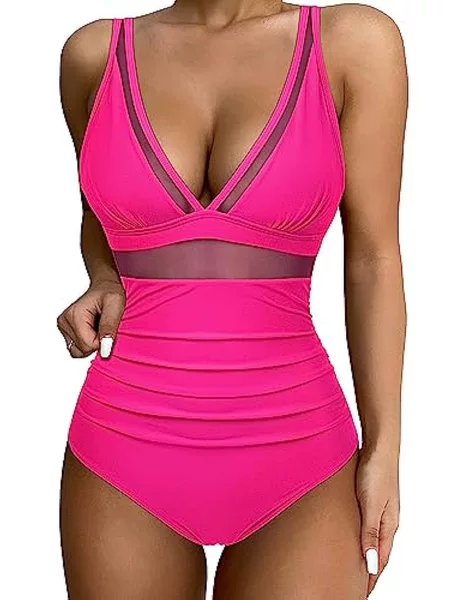 Amazon European and American Style One-Piece Swimsuit Sexy Tight-Fitting Transparent Bikini 2024 Cross-Border Foreign Trade Backless See-Through Swimwear