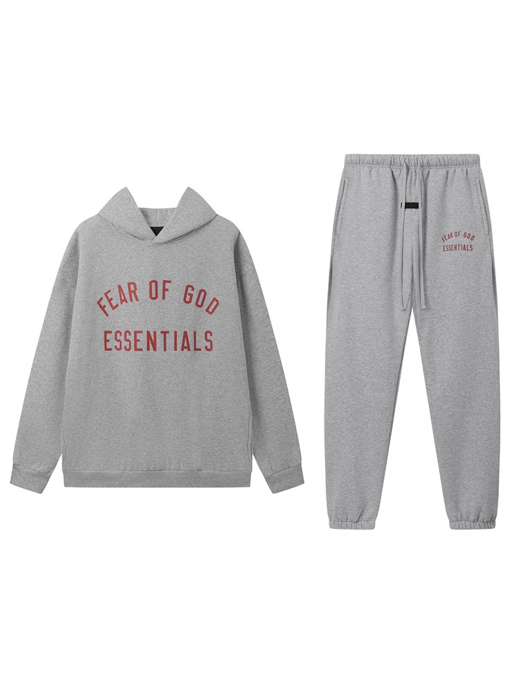 FOG ESSENTIALS Temporada 10 letra impresa otoño invierno camiseta de terciopelo pantalones casuales moda hombre