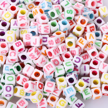 亚克力彩色表情数字英文字母串珠扁珠方形散珠子手工DIY饰品配件