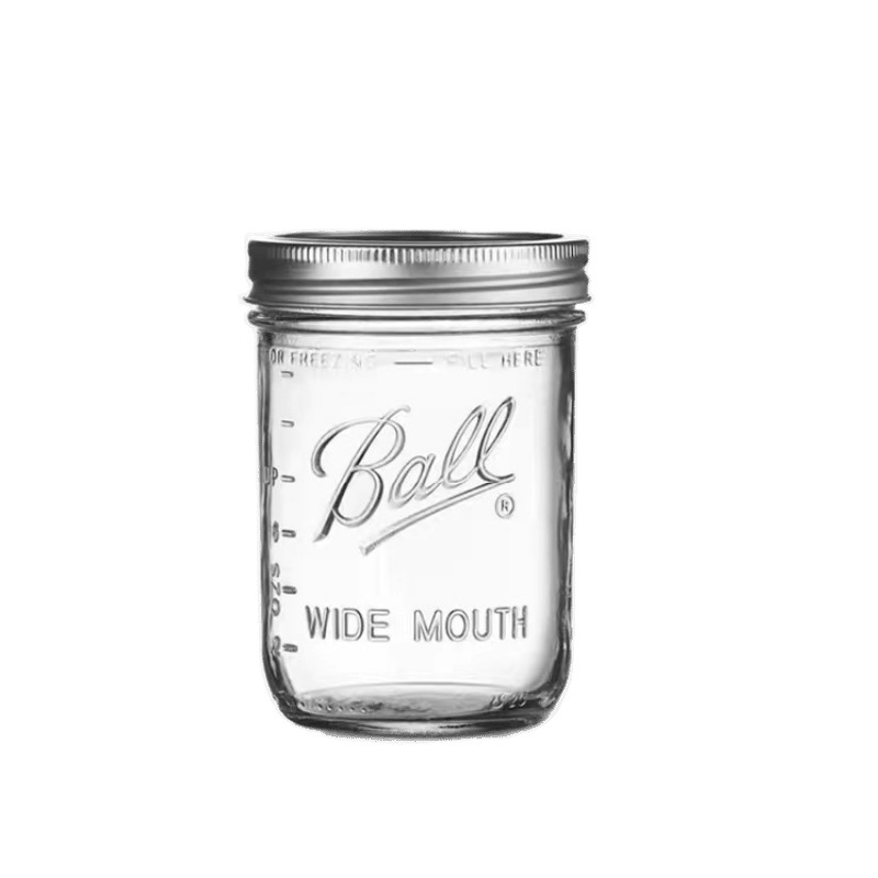 Mason americano vidrio transparente durante la noche taza de avena batido de boca ancha lata de cereales sellado sin envío gratuito.