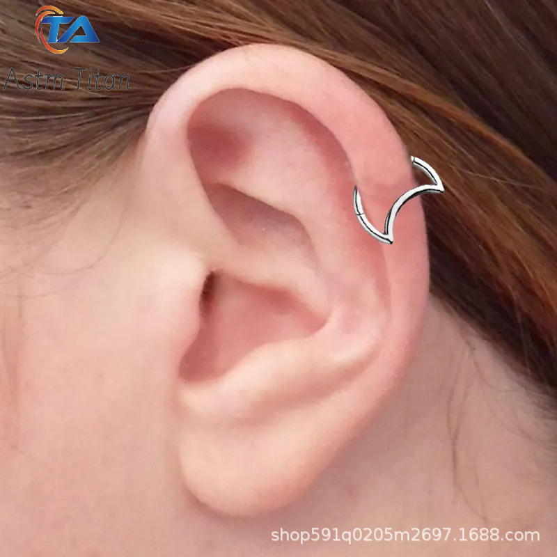 G23 Titanium Alloy Nose Ring Moon Hinge Seamless Open Ring Diaphragm Tracing Earring Earrings Nasal Septal Ring detail image 7