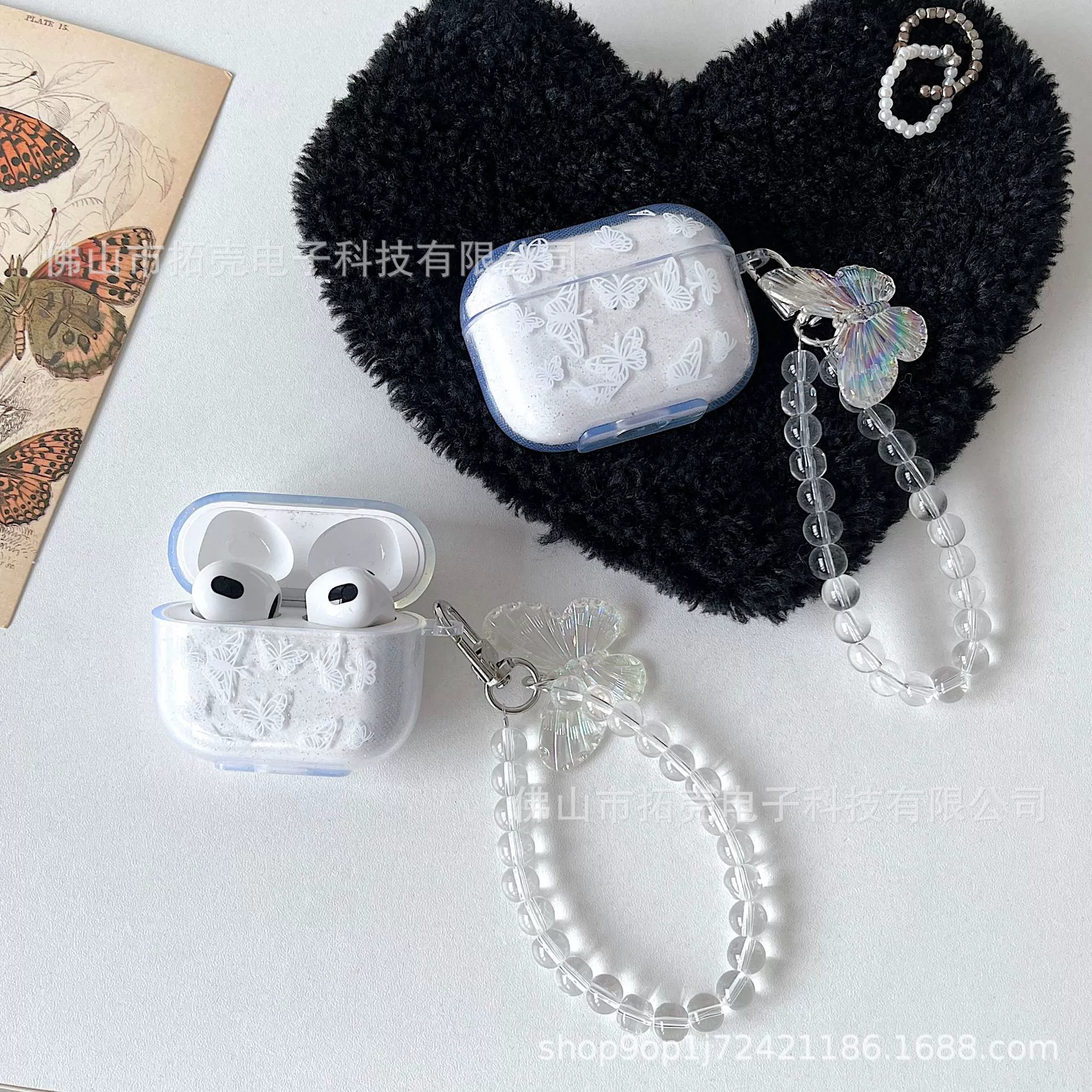 Flash-розовый бабочка для AirPods 1/2 Apple наушники чехол Pro/3/Pro2 Bluetooth наушники мягкий чехол