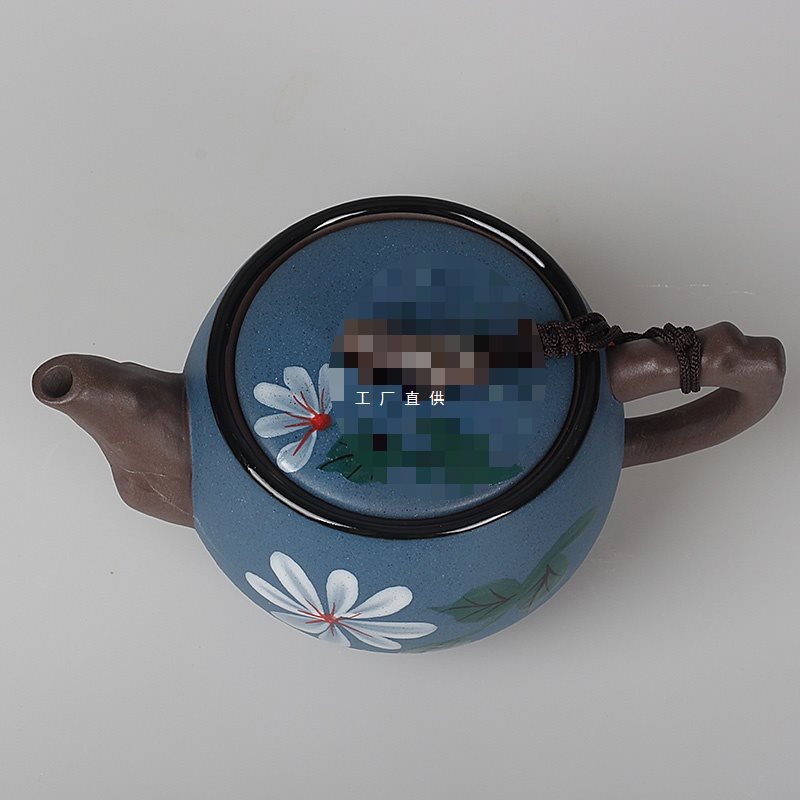 手绘紫砂手柄茶壶中式复古泡茶壶家用客厅创意陶瓷茶具单个泡茶具