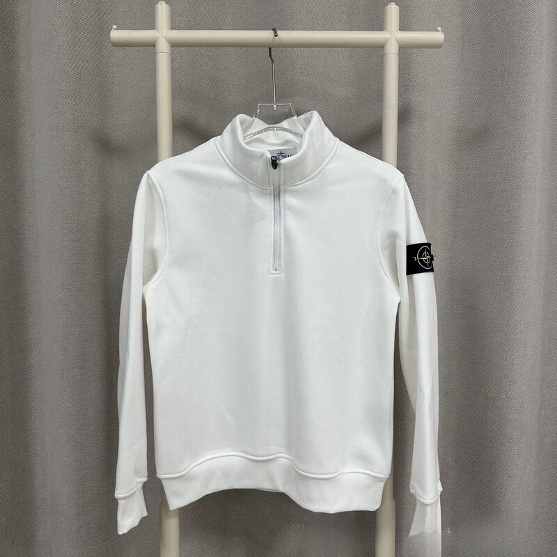 Stone Island New Spring/Autumn Style Ins Compass Arm Patch Half-Zip Pullover Solid Color Terry Crew Neck Loose Sweatshirt Stone Island New Spring/Autumn Style Ins Compass Arm Patch Half-Zip Pullover Solid Color Terry Crew Neck Loose Sweatshirt