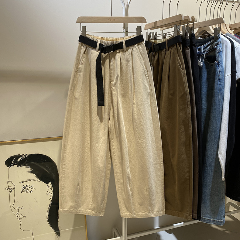 2025 Spring and Autumn Style Workwear Casual Lace-up Waist Pants Women's Harlan Pants Wide-leg Pants