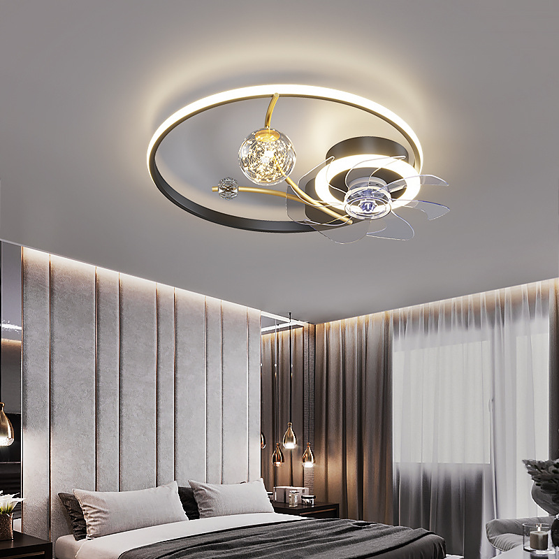 Nordic Room Lamp,Atmospheric Frequency Conversion Fan Lamp,Integrated Ceiling Lamp,Starry Sky,Magic Bean Bedroom Lamp