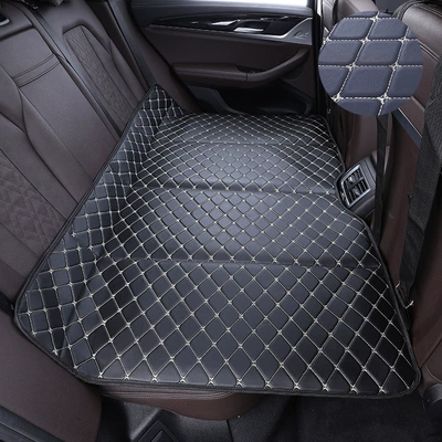 Foldable rear seat sleeping pad for car travel, car travel bed, rear seat mattress for sedans and SUVs, a magical sleeping tool (Vehicle-mounted inflatable bed) - black-and-beige-standard-version-12880cm-comes-with-a-storage-bag