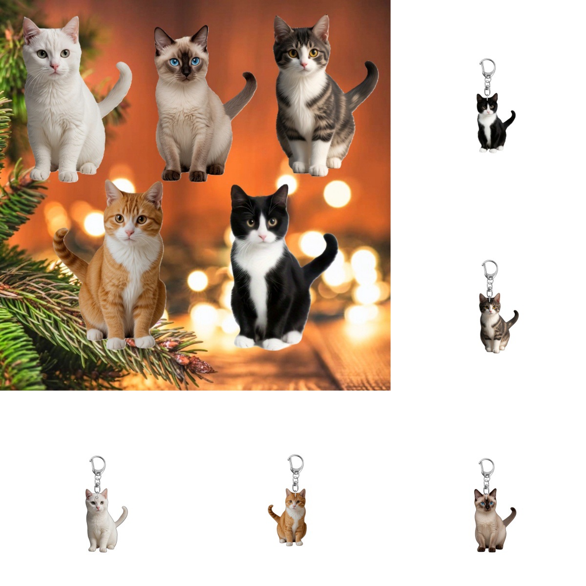 16g Weight Cute Cat Arylic Unisex Keychain