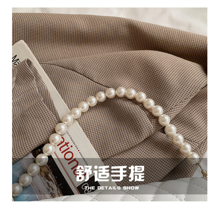 Fashion Pearl Chain Rhombus Embroidery Thread Messenger Small Square Bag Wholesale display picture 5