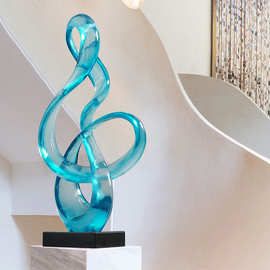 现代抽象摆件客厅玄关家居软装饰透明树脂工艺术品招财软装摆件