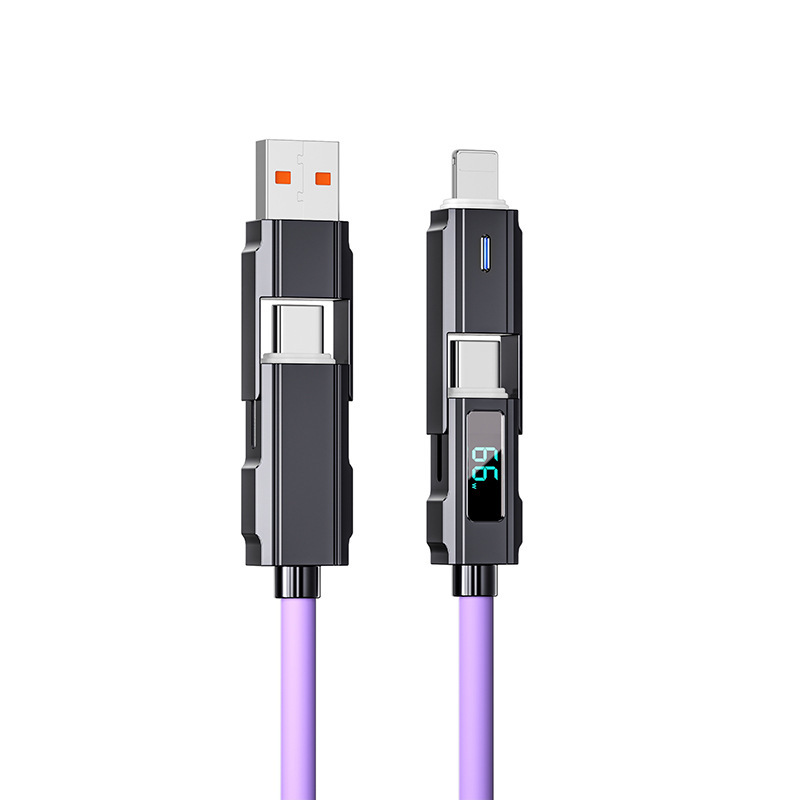 デジタルデータケーブルtypec四合一シリカゲルPD速充線一モップ四usbアンドロイド携帯電話充電線卸売り|undefined