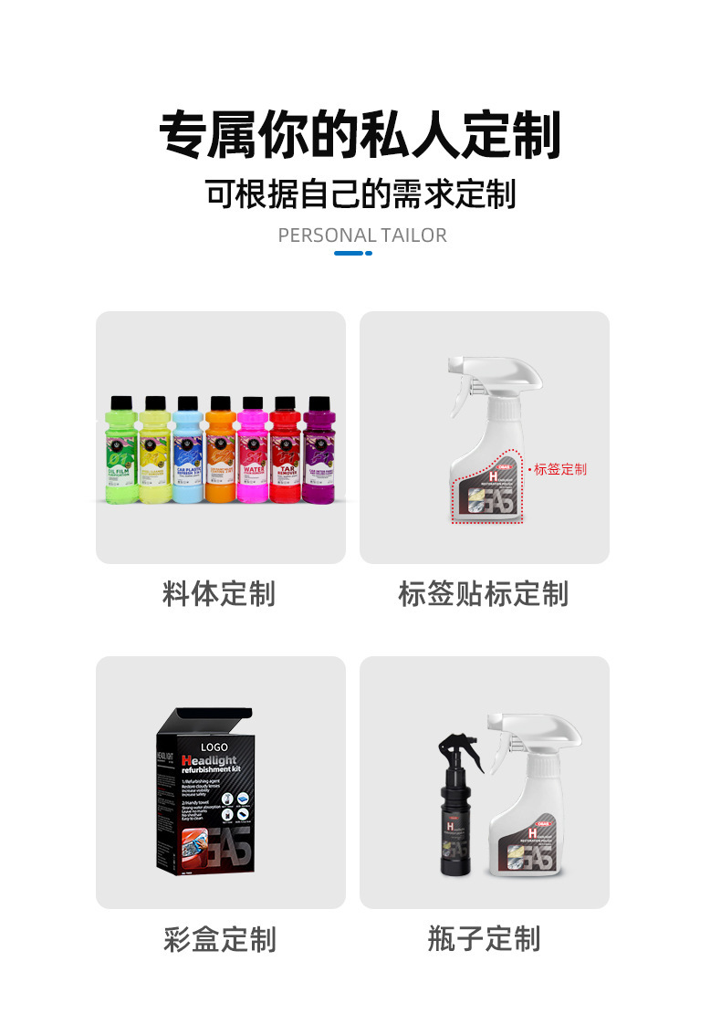 Car Headlight Refurbishment Agent Yellowing Cleaning Cleaning Repair Crystal Plating Polishing-Free Atomization Polishing Care Tool Set