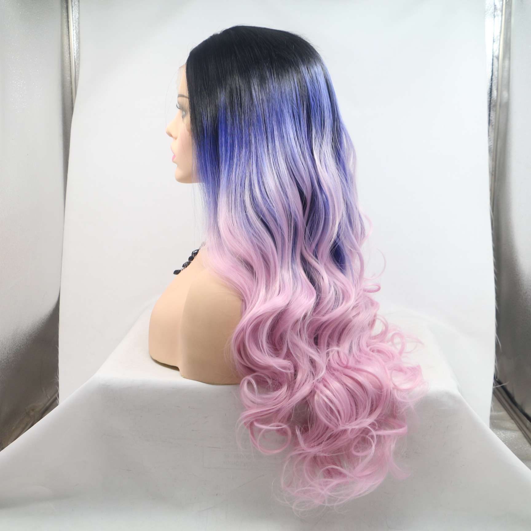 NEW LOOK 2021 Star-Sky frontal encaje de alta temperatura fibra química peluca teñida de color nuevo estilo europeo y americano